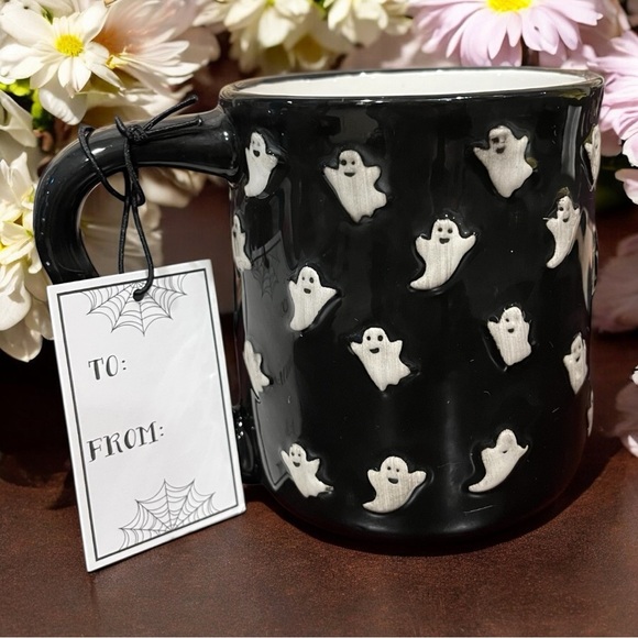 Cobwebs & Cauldrons Black Ceramic Ghost Mug NWT - Picture 3 of 6